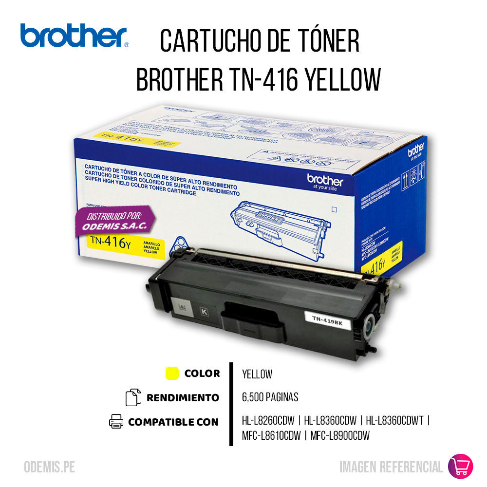 Toner Brother Tn416Y Yellow 6500 Pág. HL-L8260CDW Original