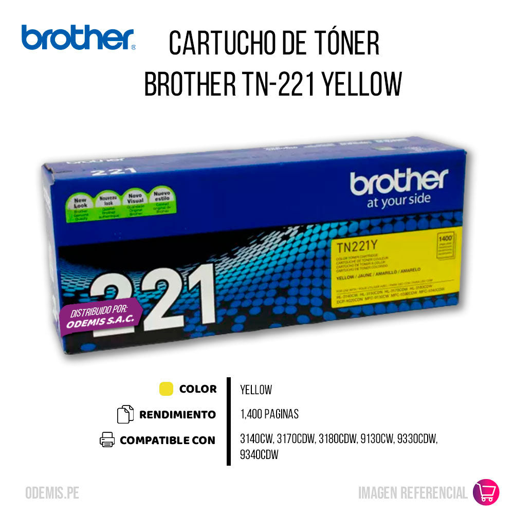 Toner Brother Tn221Y Yellow 1,400 Pág. l3270cdw Original