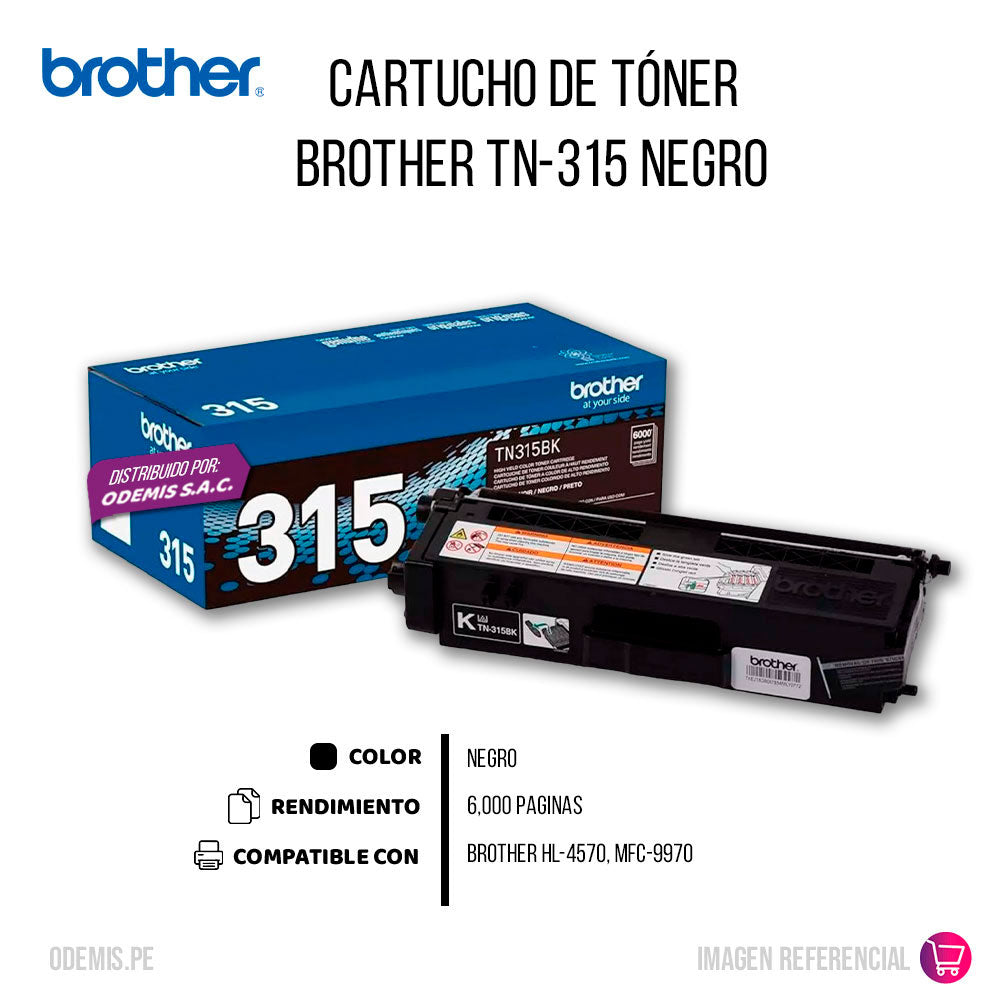 Toner Brother Tn315Bk Black 6,000 Pág. 4570, 9970 Original