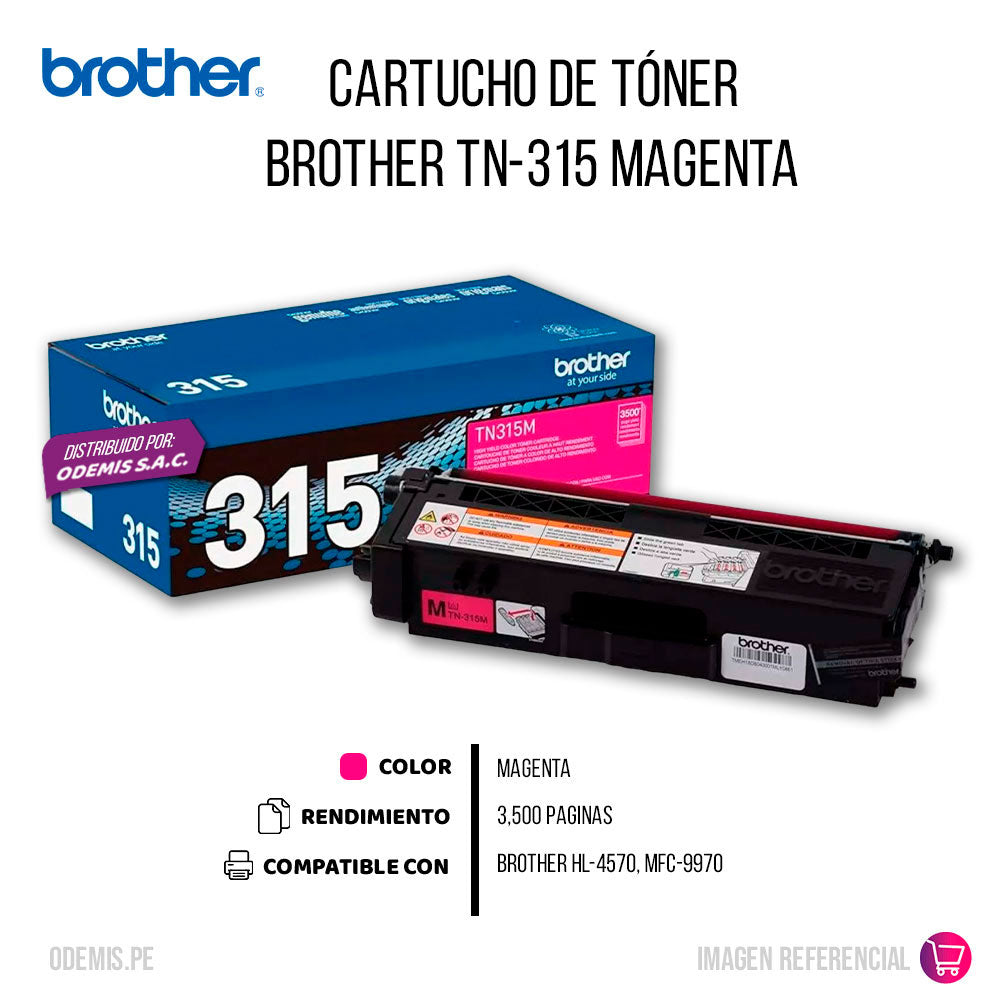 Toner Brother Tn315M Magenta 3500 Pág. 4570, 9970 Original