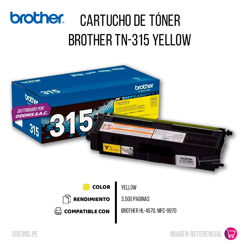 Toner Brother Tn315Y Yellow 3500 Pág. 4570, 9970 Original