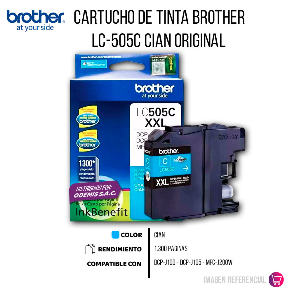 Tinta Brother Lc-505C Cian 1300 Pág. DCP-J100 Original