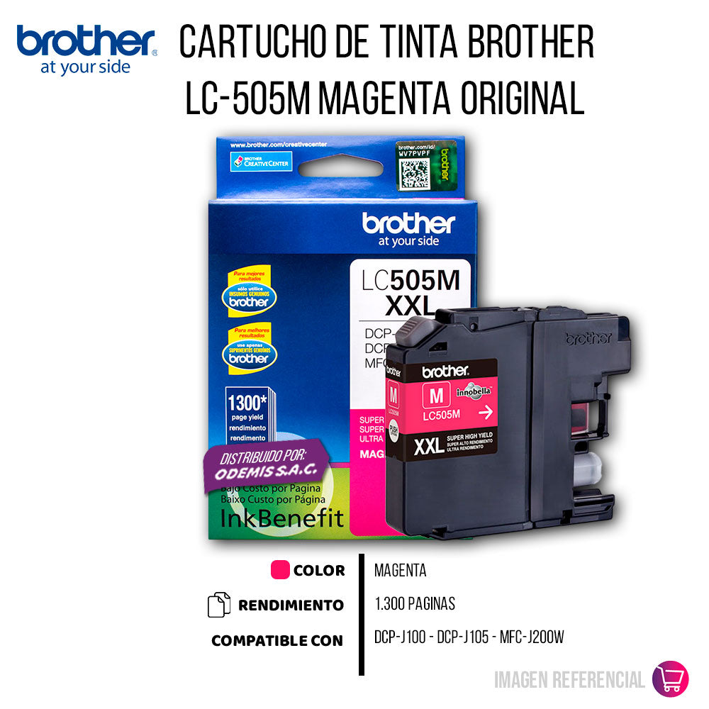Tinta Brother Lc-505M Magenta 1300 Pág. DCP-J100 Original