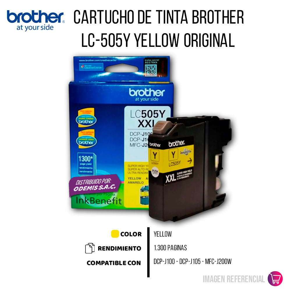 Tinta Brother Lc-505Y Yellow 1300 Pág. DCP-J100 Original