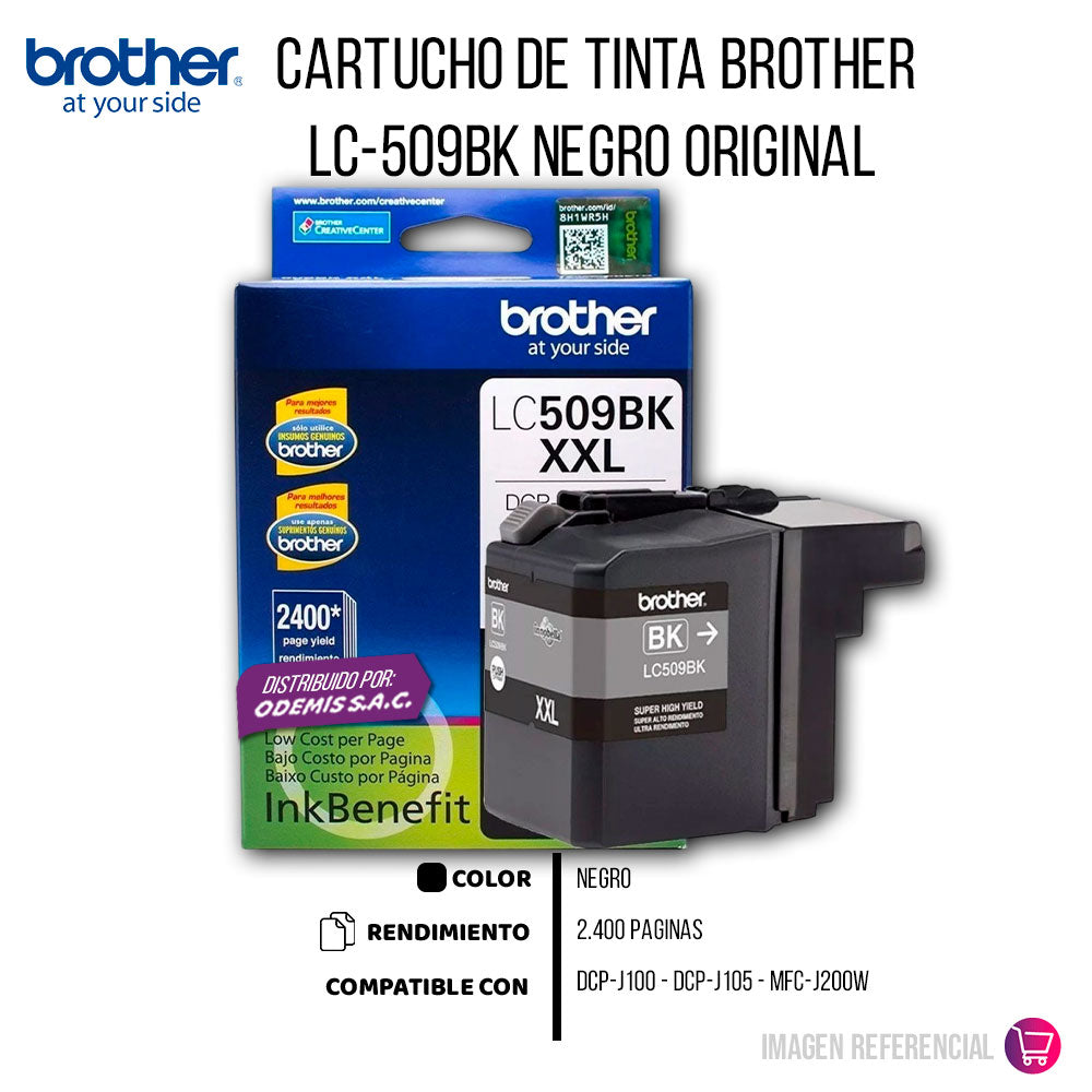 Tinta Brother Lc-509Bk Black 2400 Pág. DCP-J100 Original