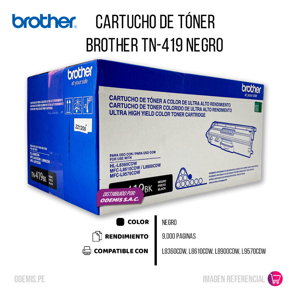 Toner Brother Tn-419Bk Negro 9,000 Pág. L8360CDW Original