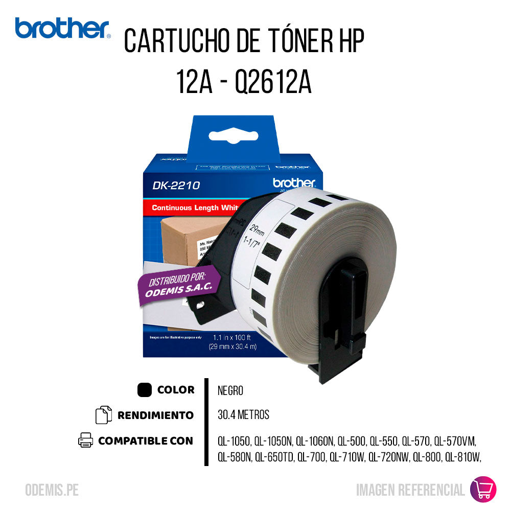 Rollo Cont. Brother Dk-2210 29 mm x 30.4 M QL-1050 Original