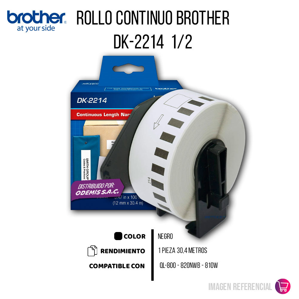 Rollo Cont. Brother Dk-2214 12 mm x 30.4 M QL-800 Original