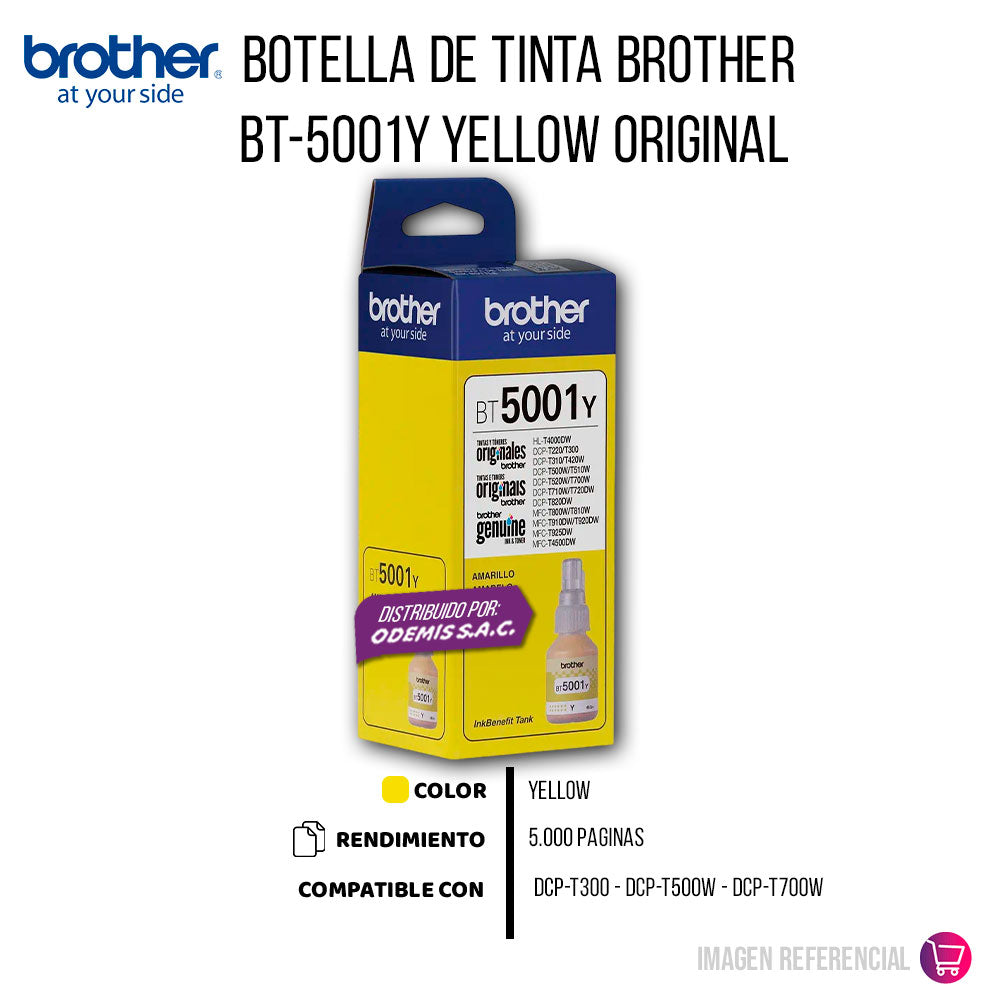 Tinta Brother Bt-5001Y Yellow 5K Pág. DCP T300 Original