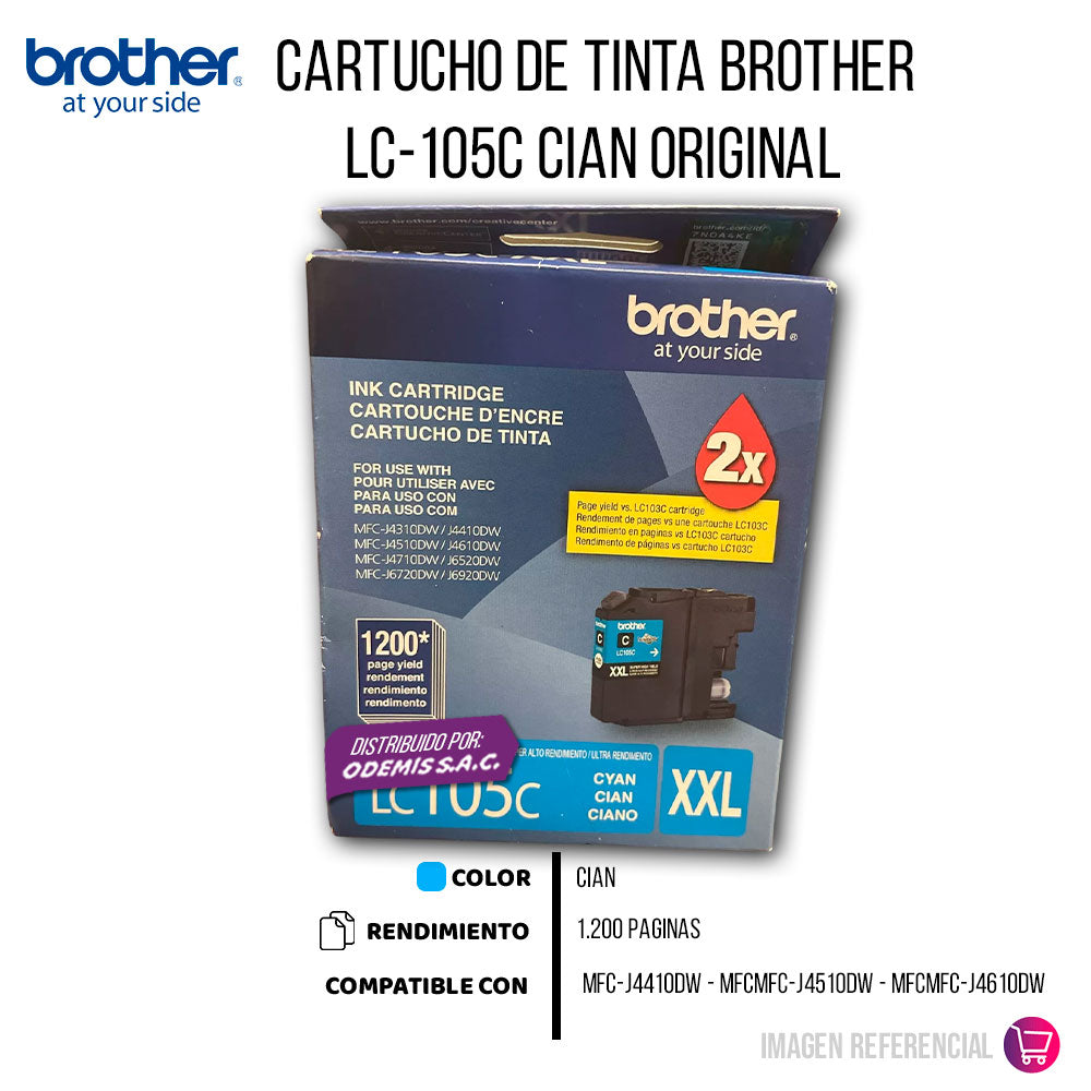 Tinta Brother Lc-105C Cian 1200 Pág. MFC-J4410DW Original