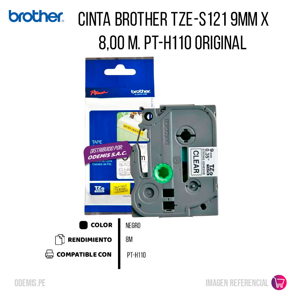 Cinta Brother Tze-S121 9mm x 8,00 m. PT-H110 Original