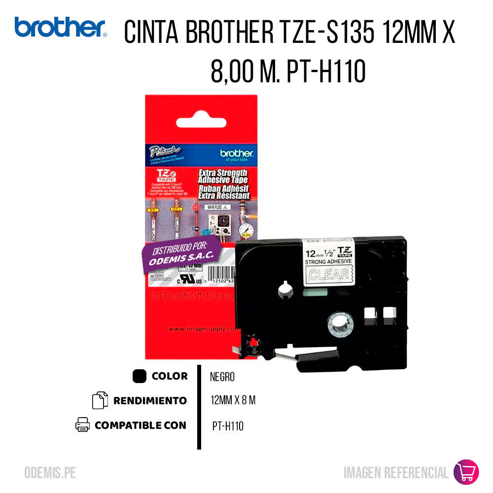 Cinta Brother Tze-S135 12mm x 8,00 M. PT-H110 Original