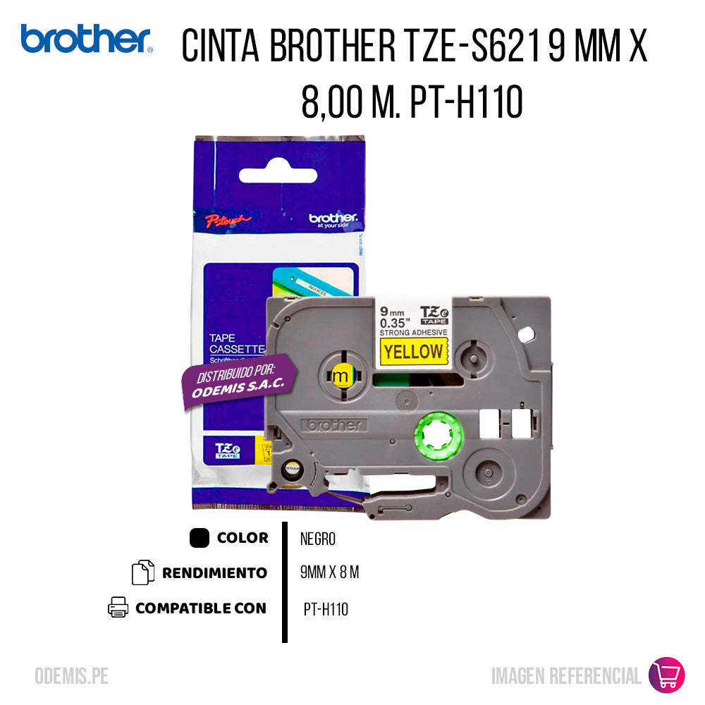Cinta Brother Tze-S621 9 mm x 8,00 M. PT-H110 Original
