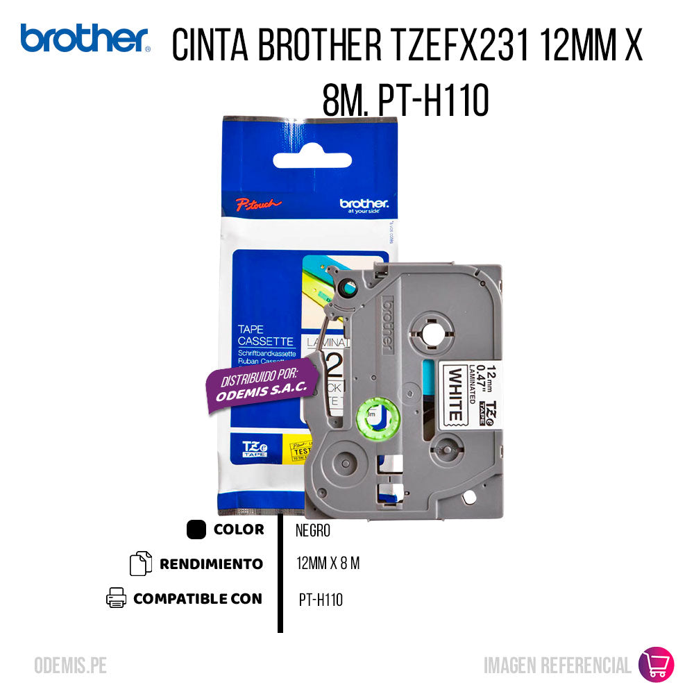Cinta Brother Tzefx231 12mm x 8m. PT-H110 Original