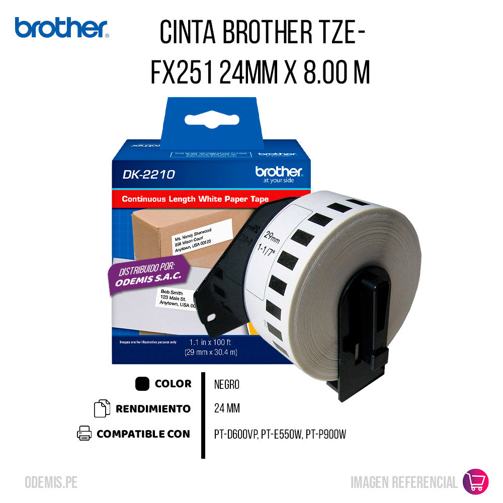 Cinta Brother Tzefx251 24mm x 8.00 M PT-D600VP Original