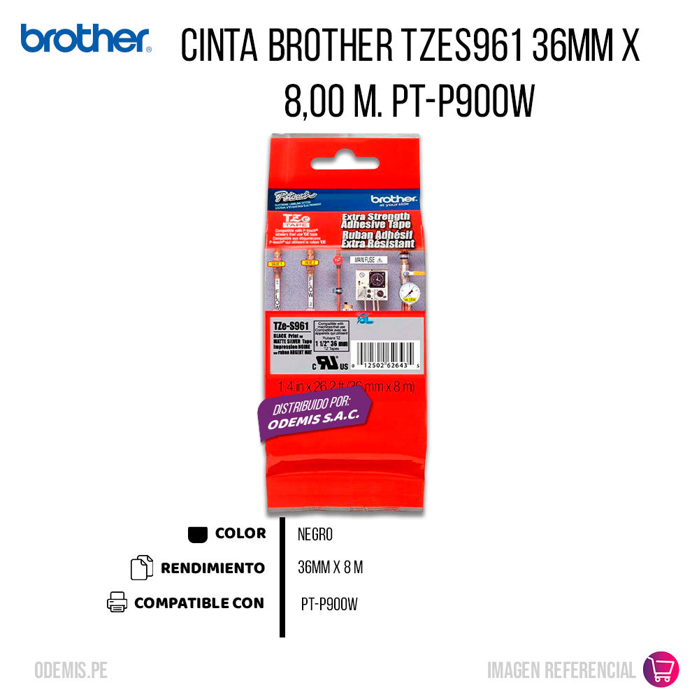 Cinta Brother Tzes961 36mm x 8,00 M. PT-P900W Original