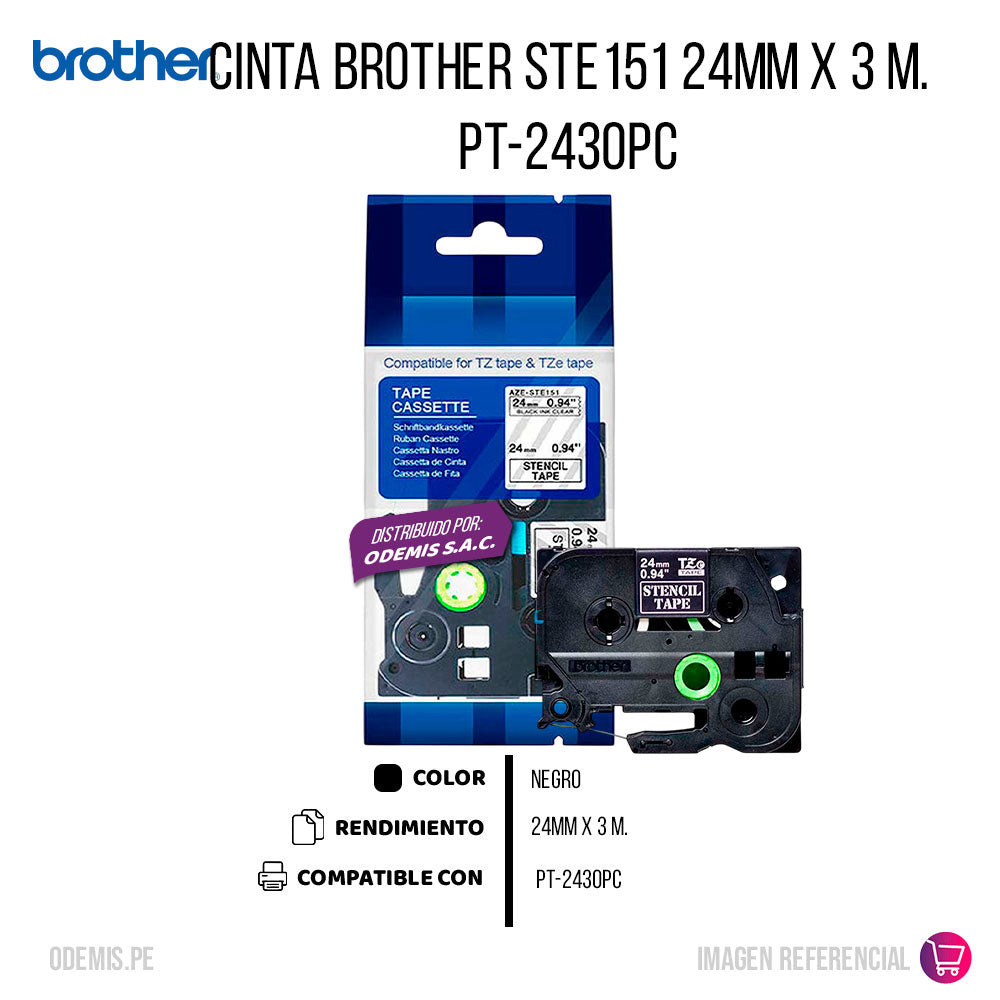 Cinta Brother Ste151 24mm x 3 M. PT-2430PC Original