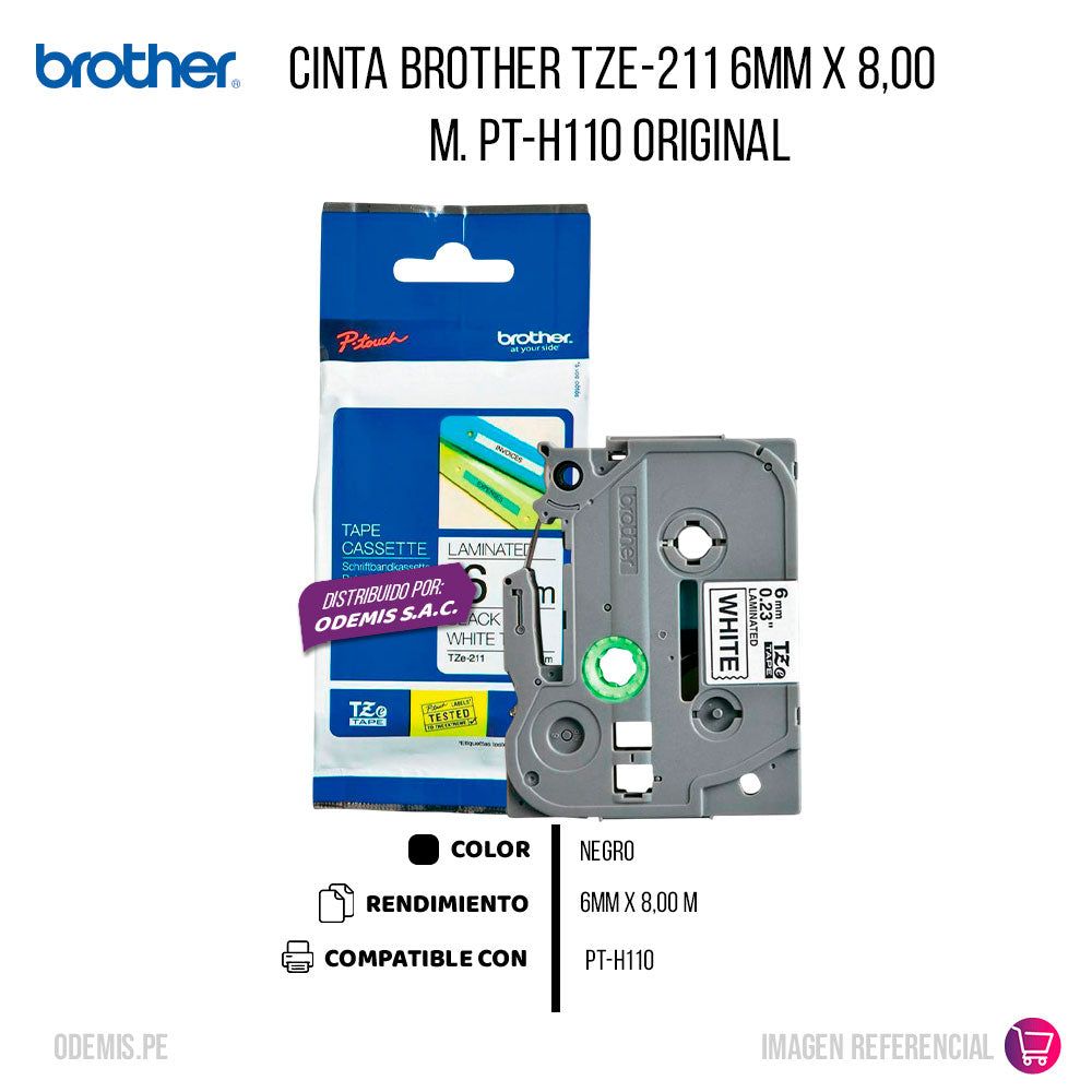 Cinta Brother Tze-211 6mm x 8,00 M. PT-H110 Original