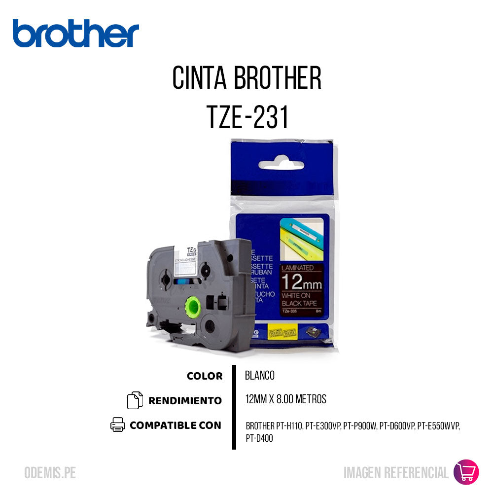 Cinta Brother Tze-231 12mm x 8,00 M. PT-H110 Original