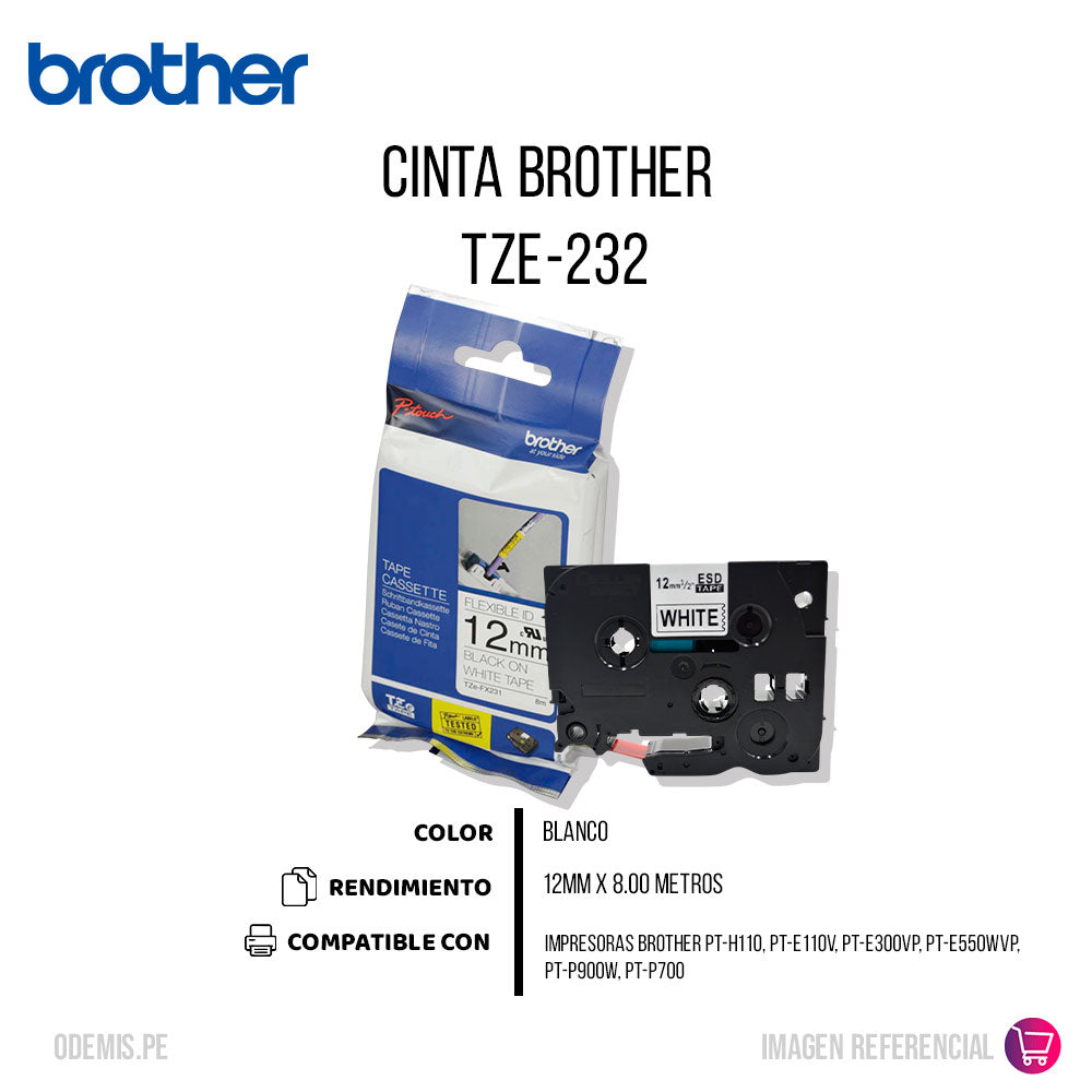 Cinta Brother Tze-232 12mm x 8 M. PT-H110 Original