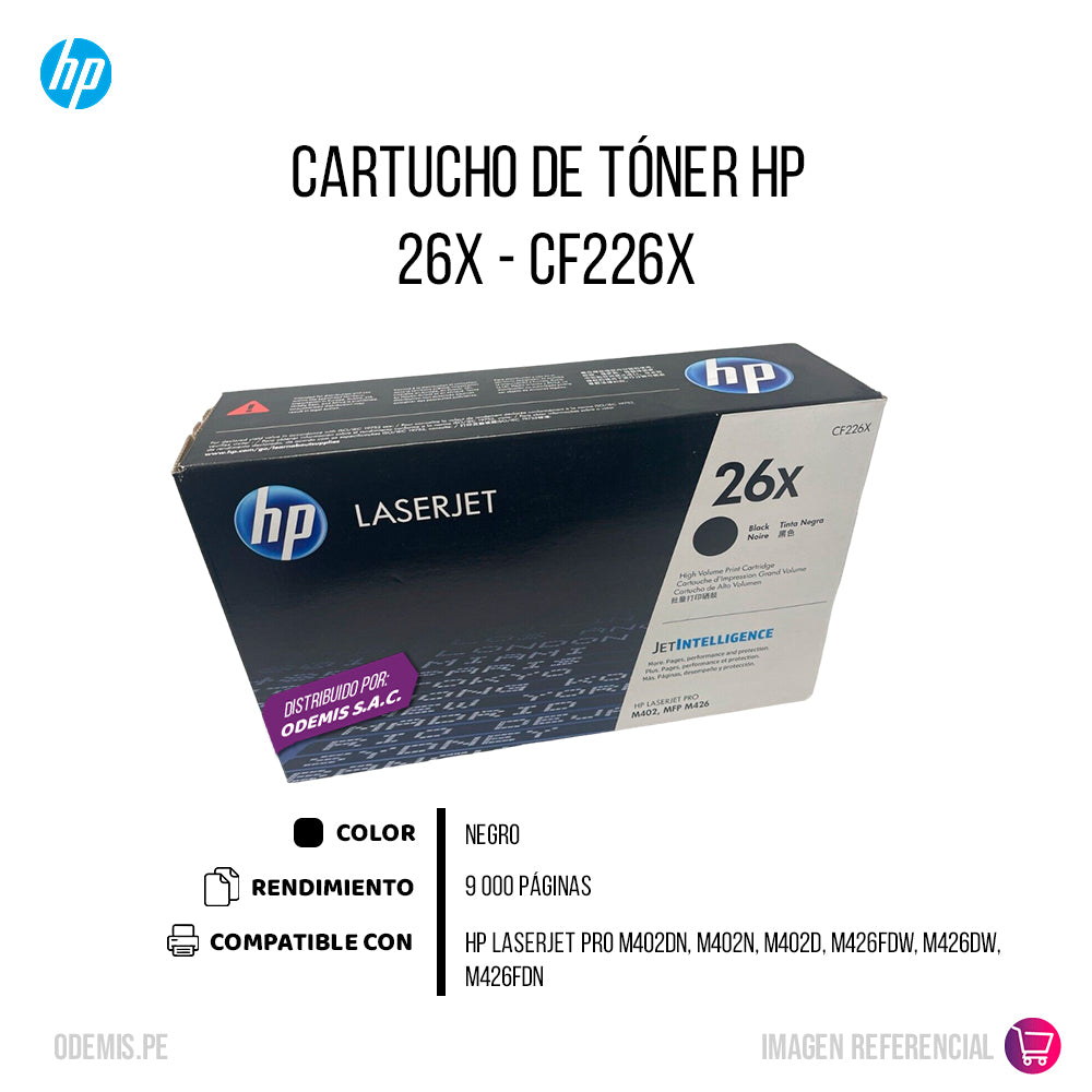 Toner Hp 26X Negro Cf226X 9K Pág. M402 Original