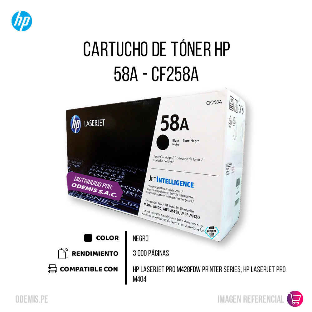 Toner HP 58A Negro CF258A 3K Pág. m428fdw Original