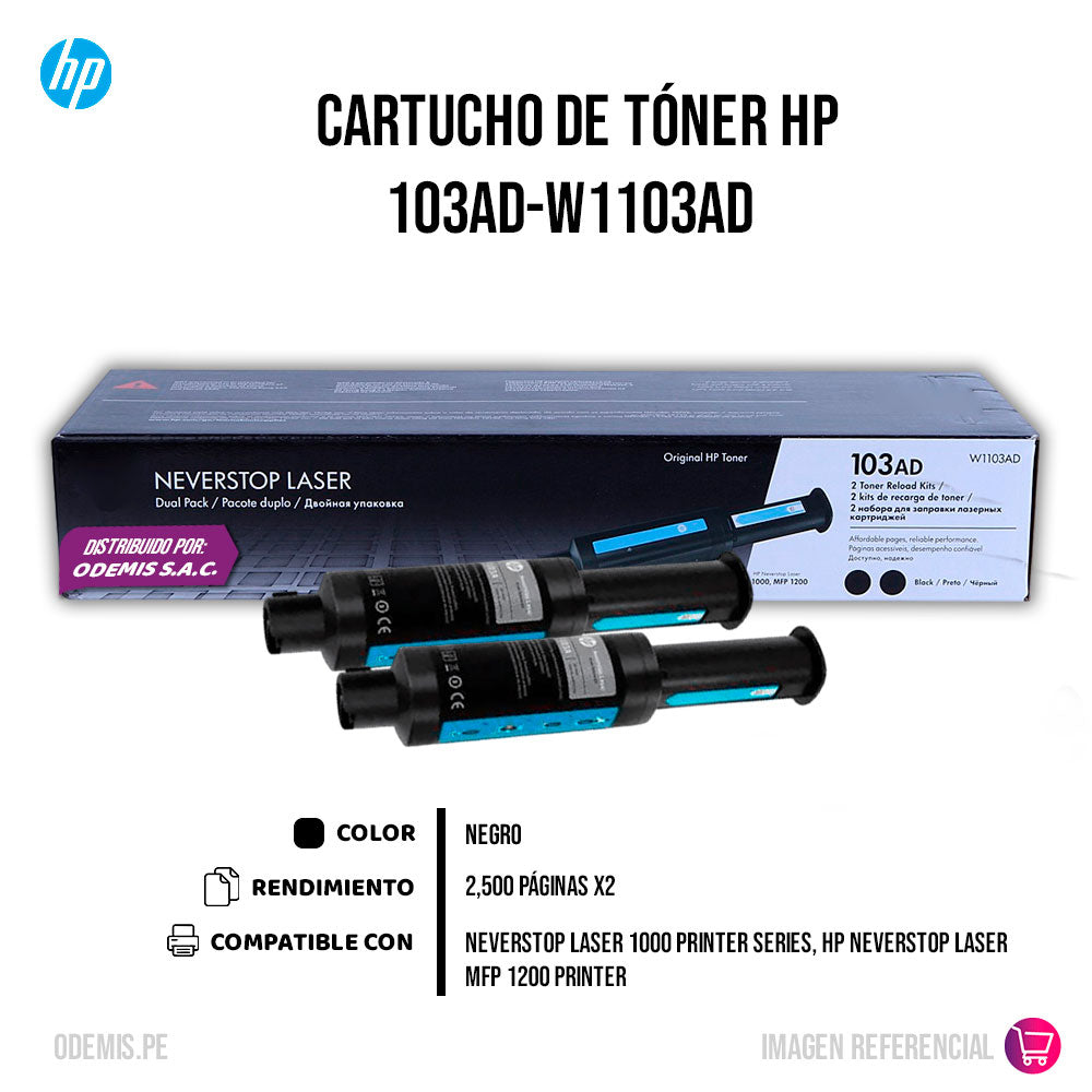 Toner Hp 103AD Negro W1103AD 5K Pág. Neverstop 1000A Original