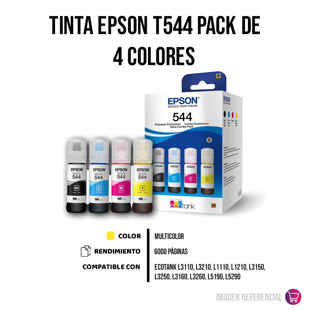 Kit Tintas Epson T544 Negro y colores 65ml L3210 Original