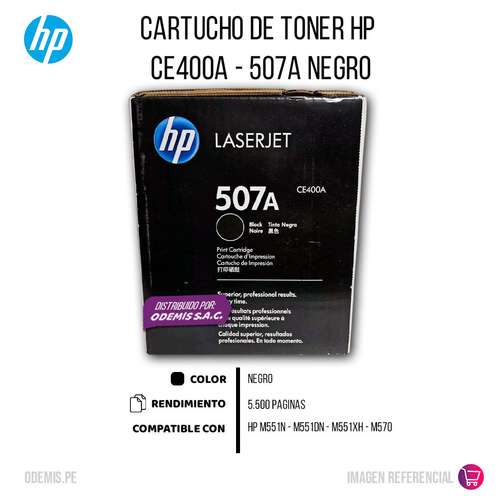 Toner Hp 507A Negro Ce400A 55K Pág. M551dn Original