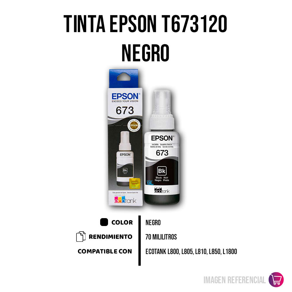 Tinta Epson T673120 Negro 70ml L800, L805 Original