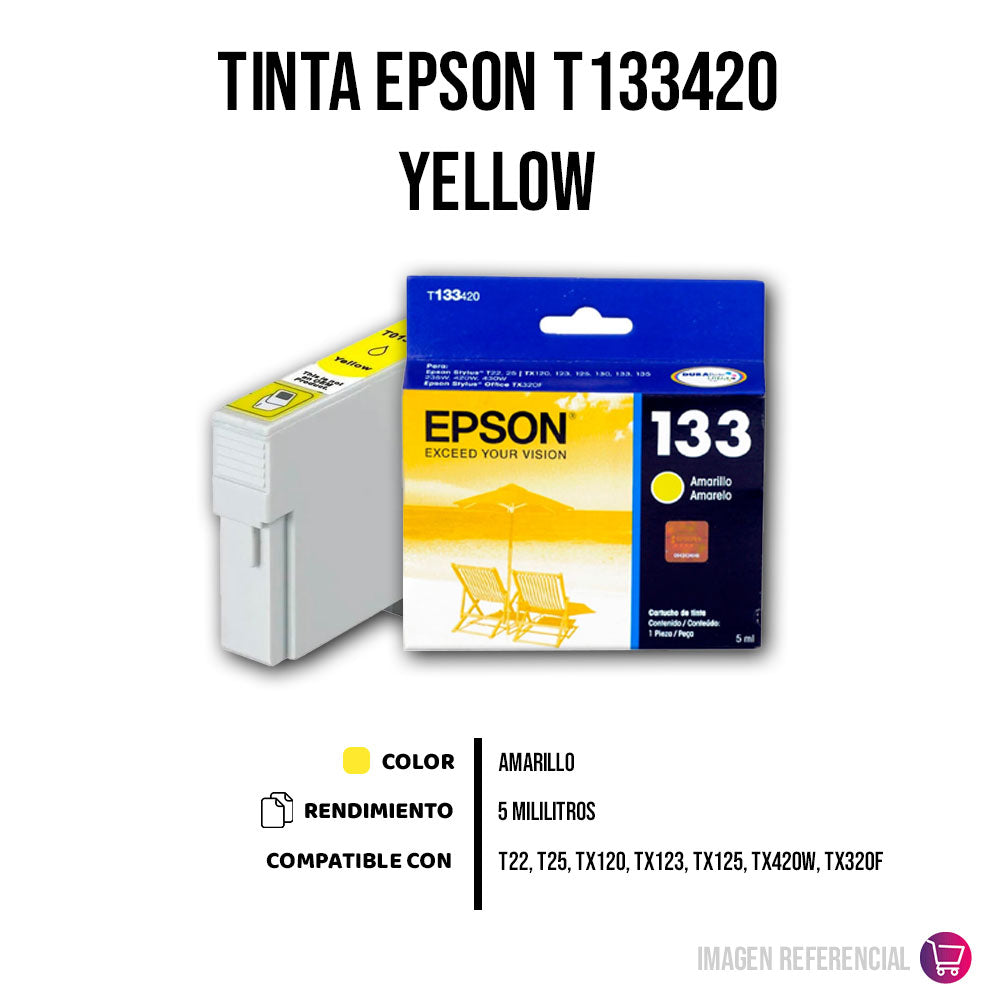 Tinta Epson T133420 Amarillo 5ml T25, TX125 Original