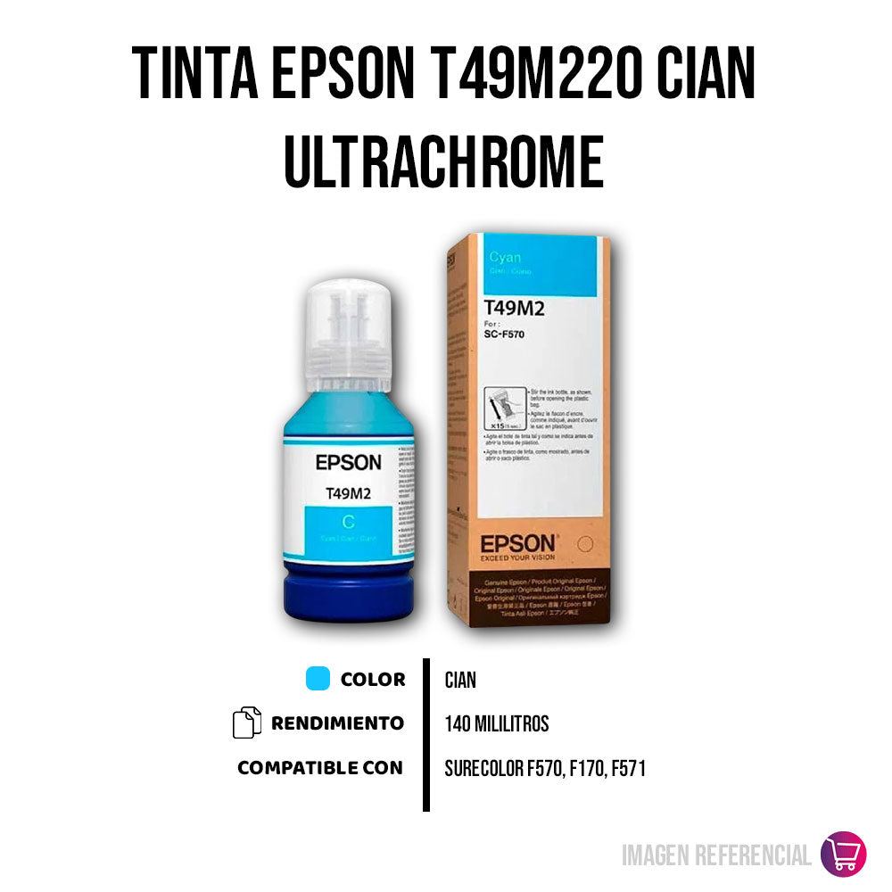 Tinta Epson T49M220 Cian 140ml F570, F571, F170 Original