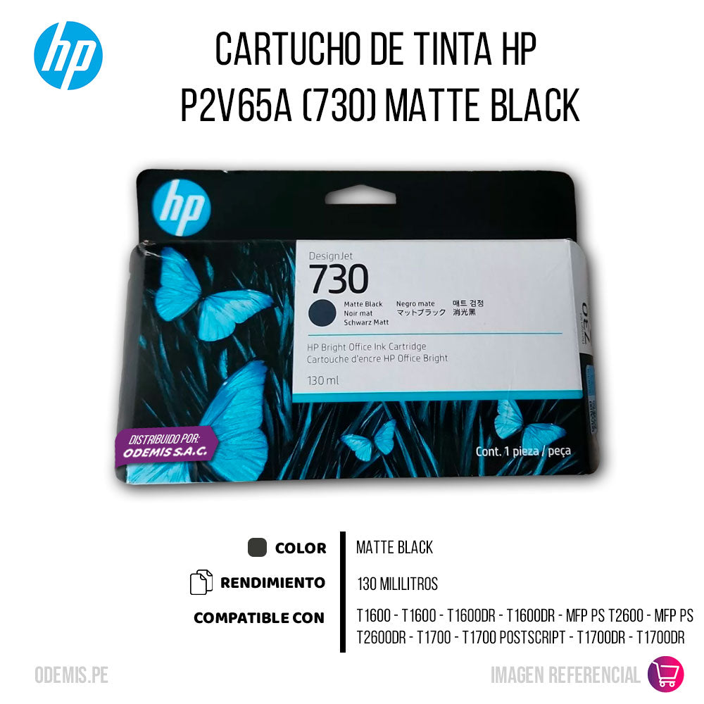 Tinta HP 730 Black P2V65A 130ml T1600, T1600Dr Original