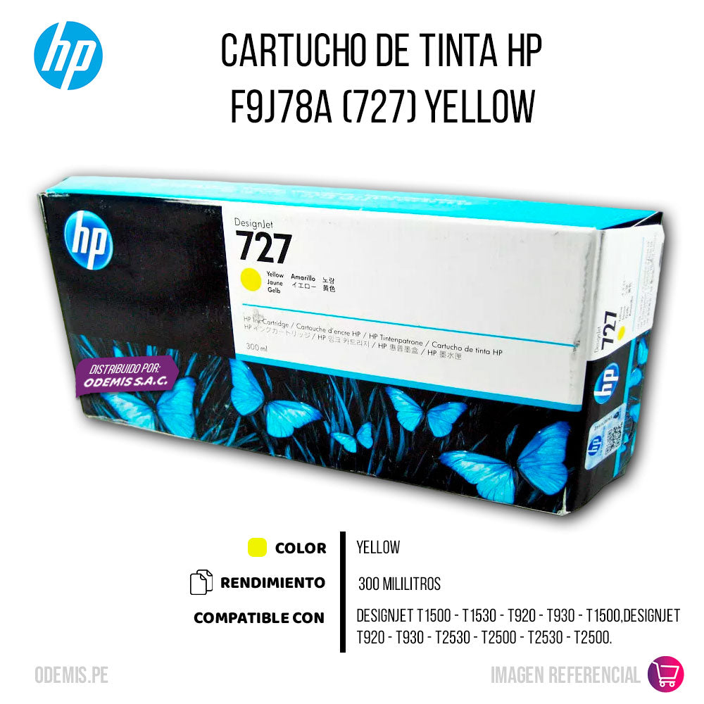 Tinta HP 727 Yellow F9J78A 300ml T1500, T1530, T920 Original