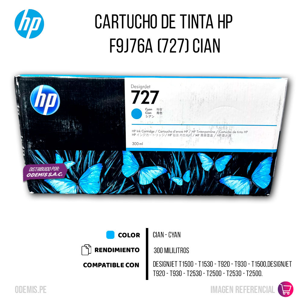 Tinta HP 727 Cyan F9J76A 300ml T1500, T930 Original
