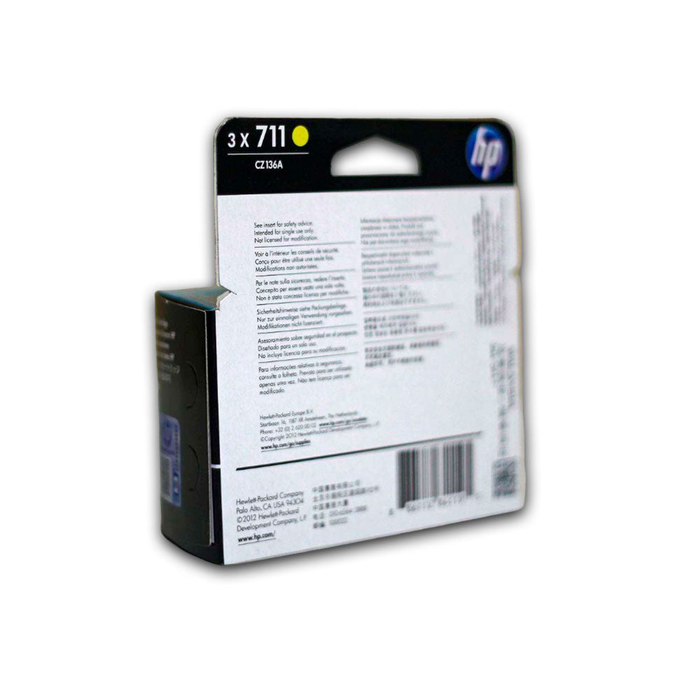 Pack de 3 Tintas HP 711 Yellow CZ136A 29ml T120 Original
