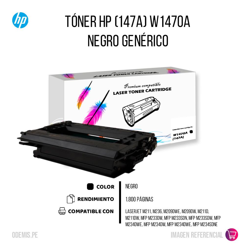 Toner Hp 147A Negro W1470A 10,5 K Pág. M634 con Chip Compatible