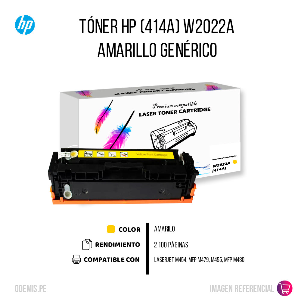 Toner HP 414A Yellow W2022A 2.1K Pág. M454 Compatible