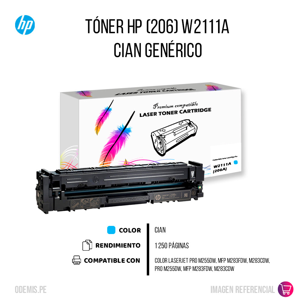 Toner HP 206A Cyan W2111A 1.25K Pág. M255dw Compatible