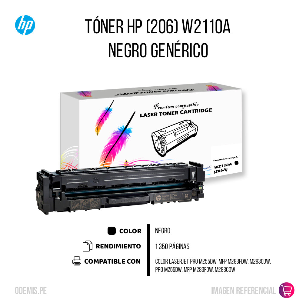 Toner HP 206A Black W2110A 1.35K Pág. M255dw Compatible