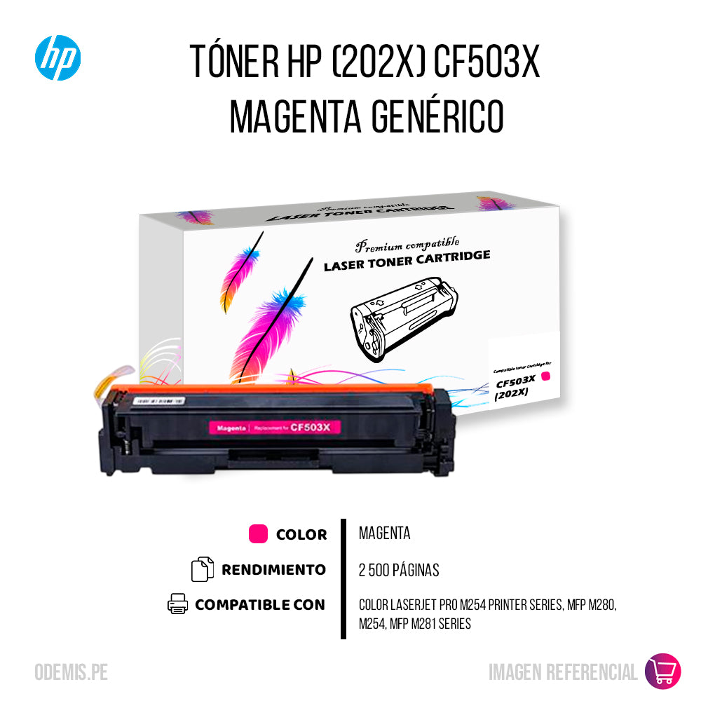 Toner HP 202X Magenta CF503X 2,500 Pág. M254 Compatible