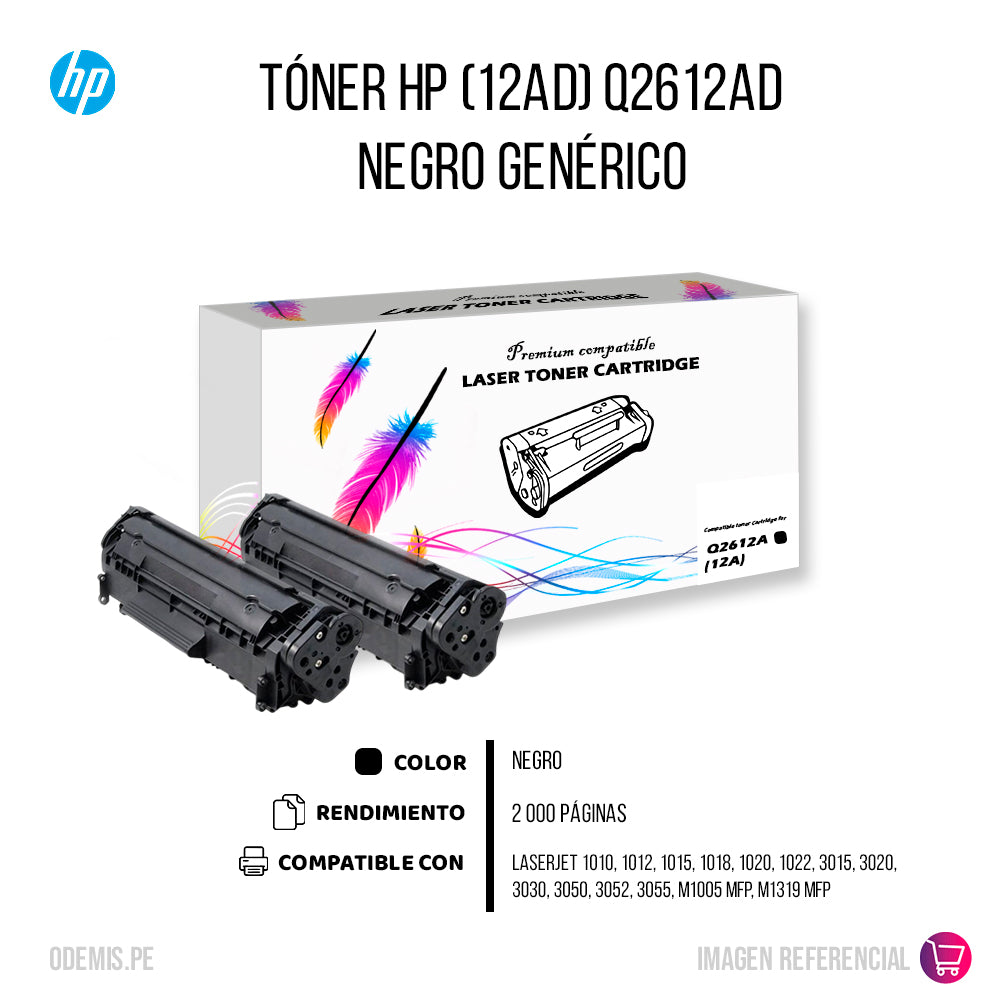 Toner HP 12AD Negro Q2612AD 4,000 Pág 1010 Compatible