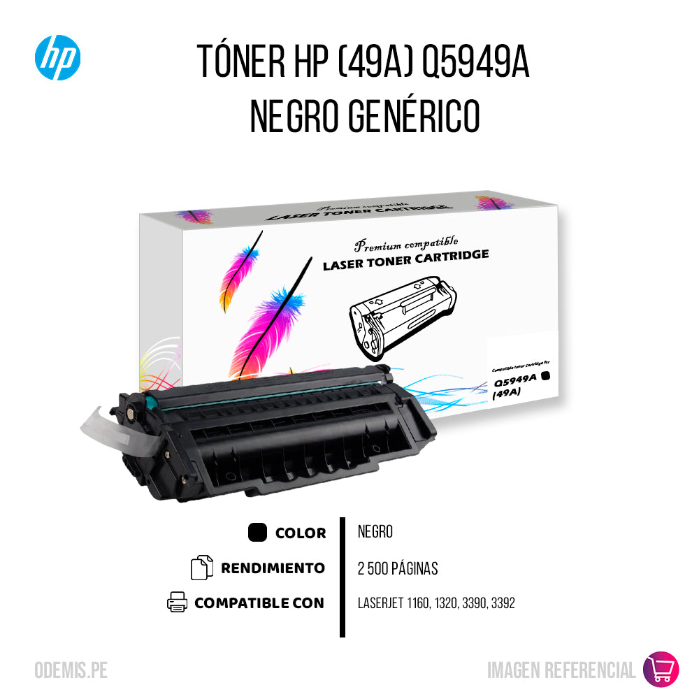 Toner HP 49A Negro Q5949A 25,000 Pág. 1160 Compatible