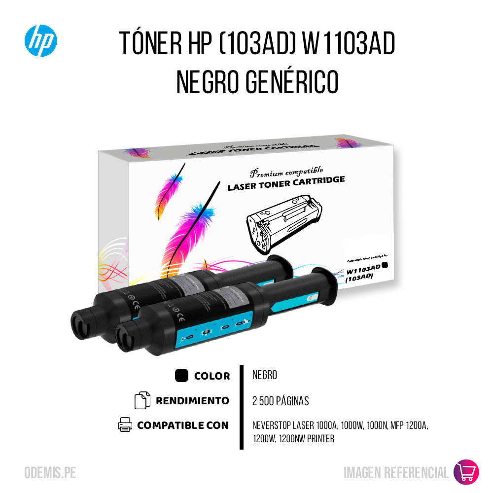 Toner HP 103AD Negro W1103AD Dual pack 2.5K Pág Compatible