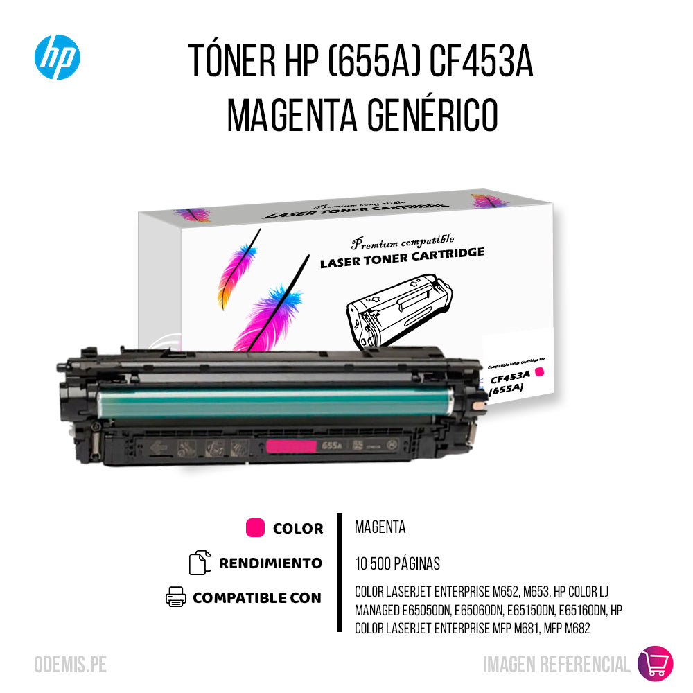 Toner HP 655A Magenta CF453A 10,500 Pág. M652 Compatible