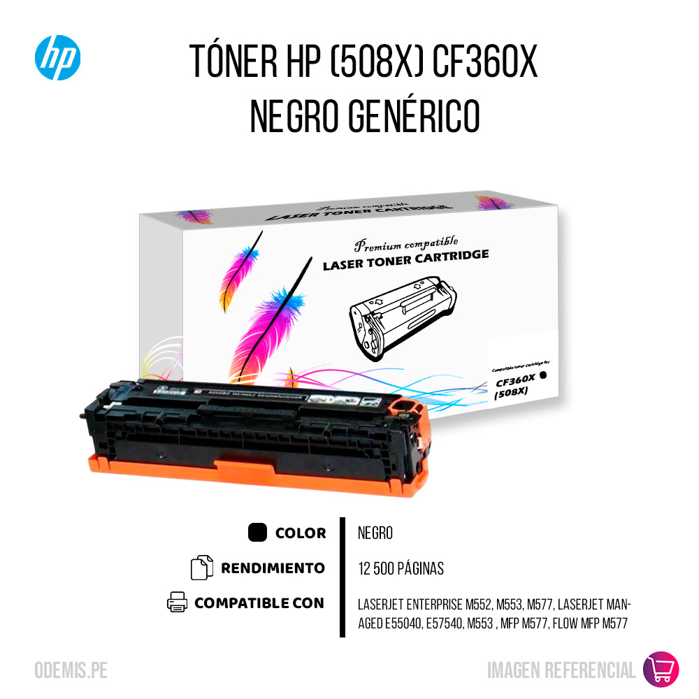Toner HP 508X Black CF360X 12.5K Pág. M553 Compatible