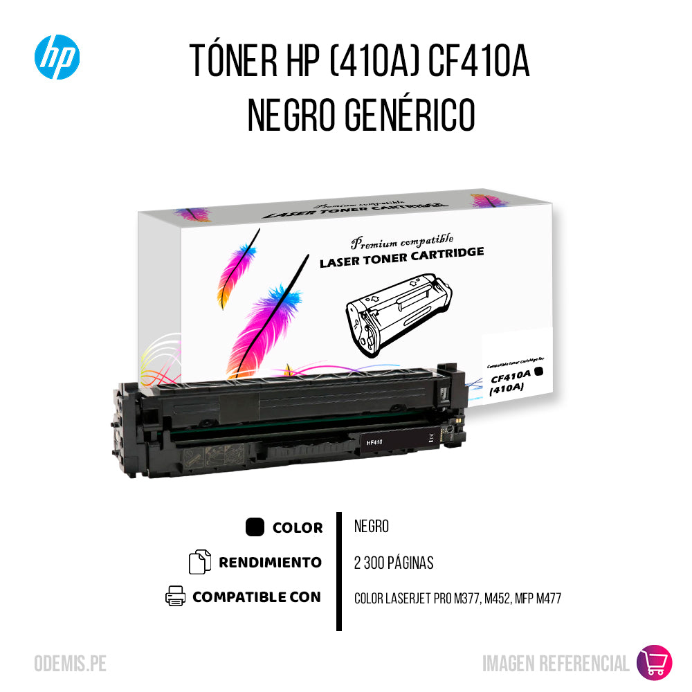 Toner HP 410A Negro CF410A 2.3K Pág. M452nw Compatible