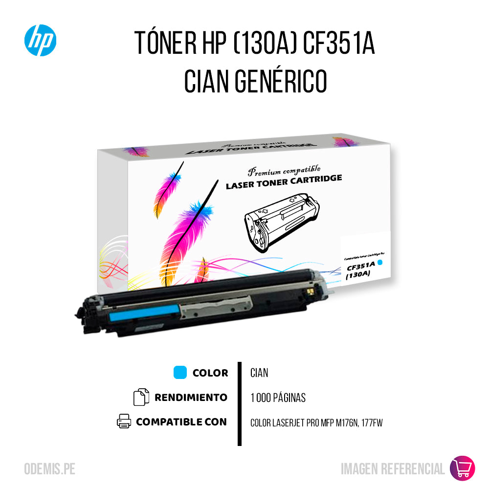 Toner HP 130A Cyan CF351A 1K Pág. M176N Compatible