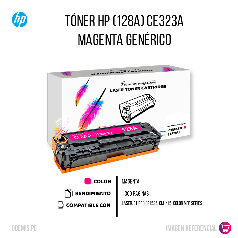 Toner HP 128A Magenta CE323A 1.3K Pág. CM1410 Compatible
