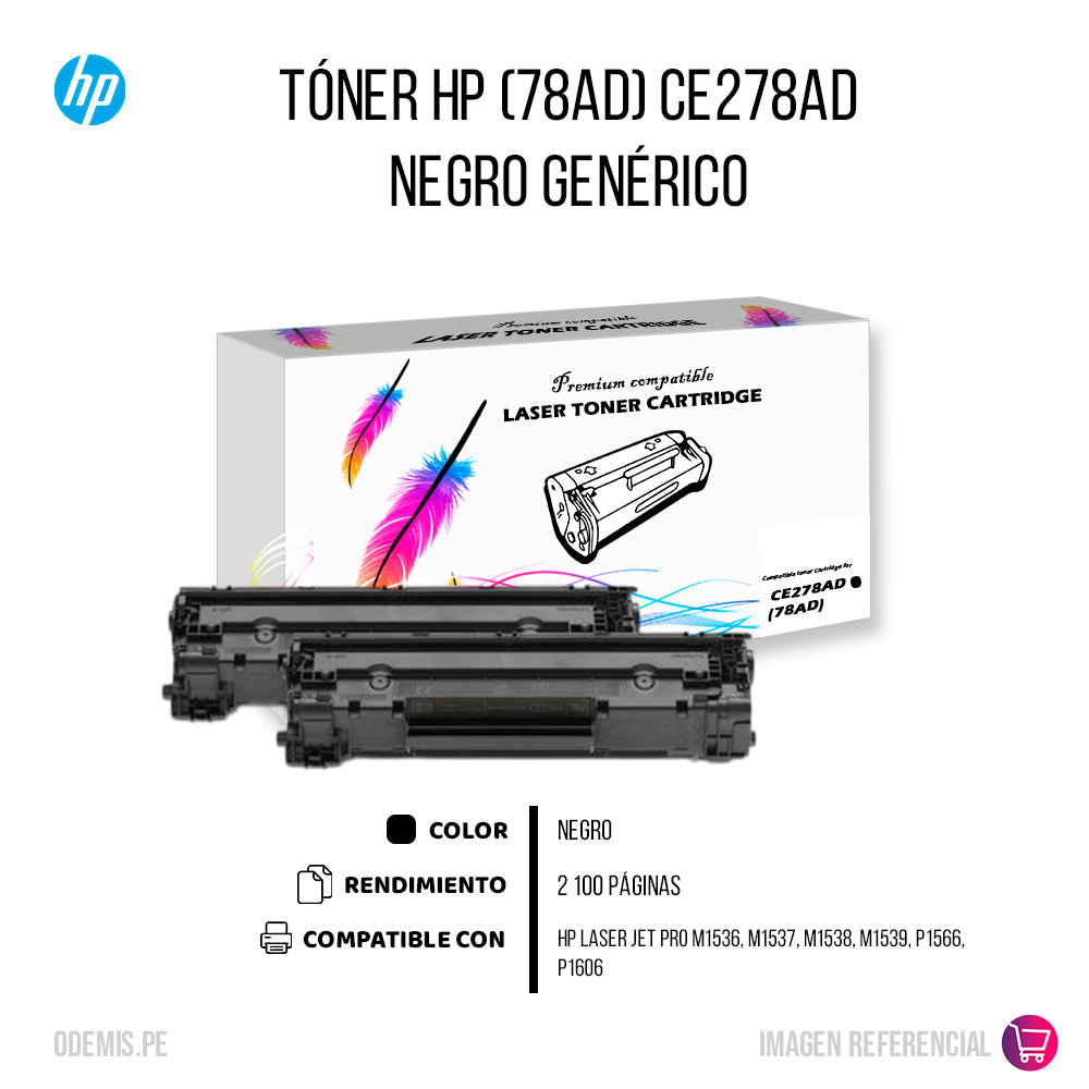 Toner HP 78AD Black CE278AD 4.2K Pág. P1566 Compatible